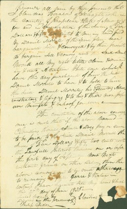 Item #304058 Claudeas Herald to Daniel Morrile (bill of sale), Schaghticoke, New York, 1835....