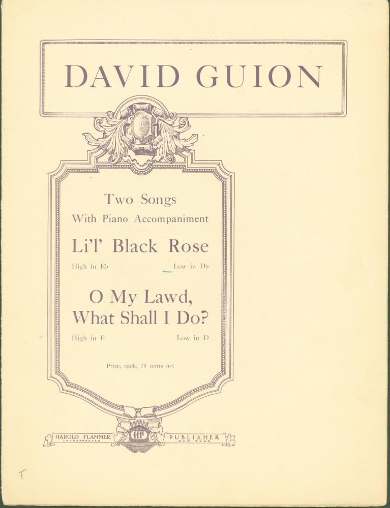 Item #305240 Li'l' Black Rose (sheet music). David . Marie Wardell Guion, music, lyrics.