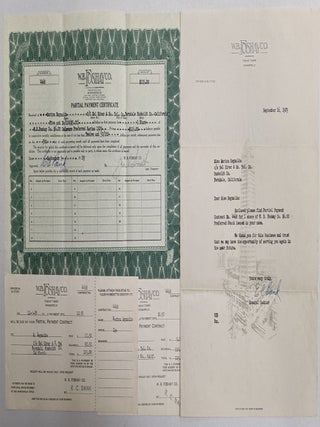 Item #319321 W. B. Forshay Co. (partial payment certificate). W. B. Co Forshay