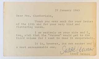 Item #325936 Typed Letter, Signed (TLS). Isaac Asimov