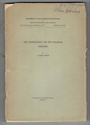 Item #430439 The Ethnology of the Salinan Indians. J. Alden Mason