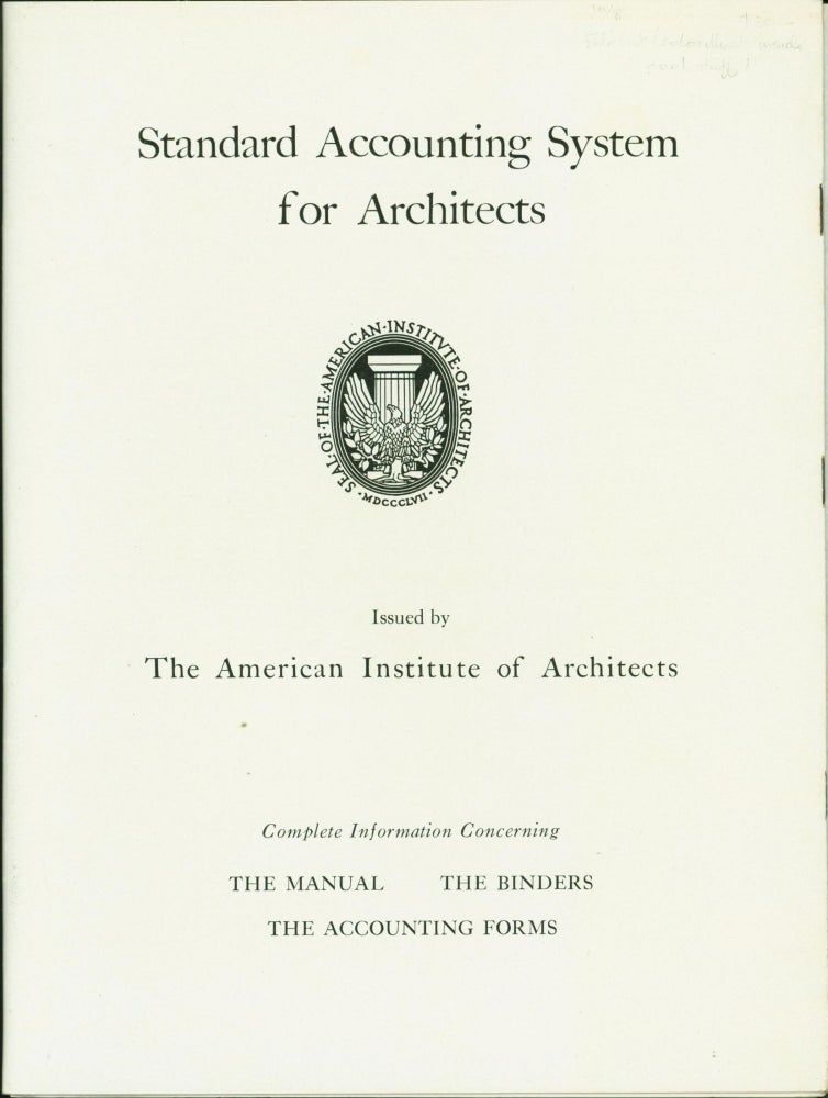 Item #54510 Standard Accounting System for Architects [brochure cover title]. American Institute of Architects.