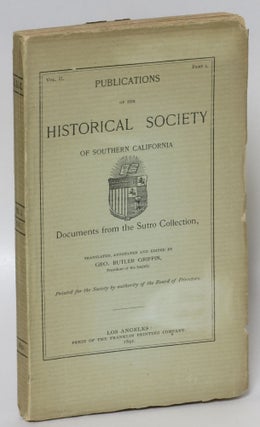 Item #80704 Documents from the Sutro Collection in Publications of the Historical Society of...